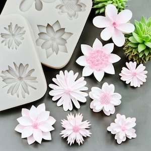 Mini Rose Daisy Flowers Stampo in silicone Fondente Cioccolato Torta nuziale Strumenti per decorare Cupcake Sugarcraft Natale Stampo per dolci artigianato per le feste