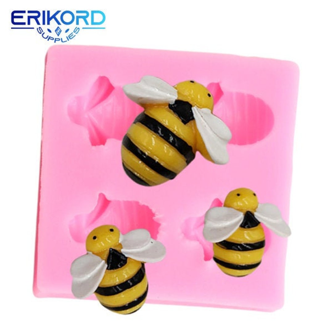 3D Bee Silicone Mold Honeycomb Cupcake Topper Fondant Molds DIY Party Cake  Decorating Tools Candy Resin