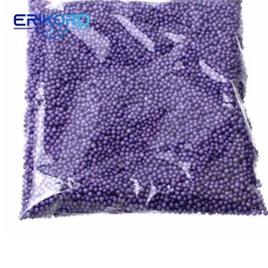 May include: A clear plastic bag filled with small, purple, round foam beads. The bag is sealed and ready to be used for packaging or crafts.