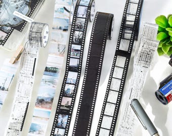 25mm * 2m * 35cm Vintage Film Washi Tape | Retro Scenery Masking Tape for Scrapbooking, Journaling, DIY Crafts, Decorative Sticker Label