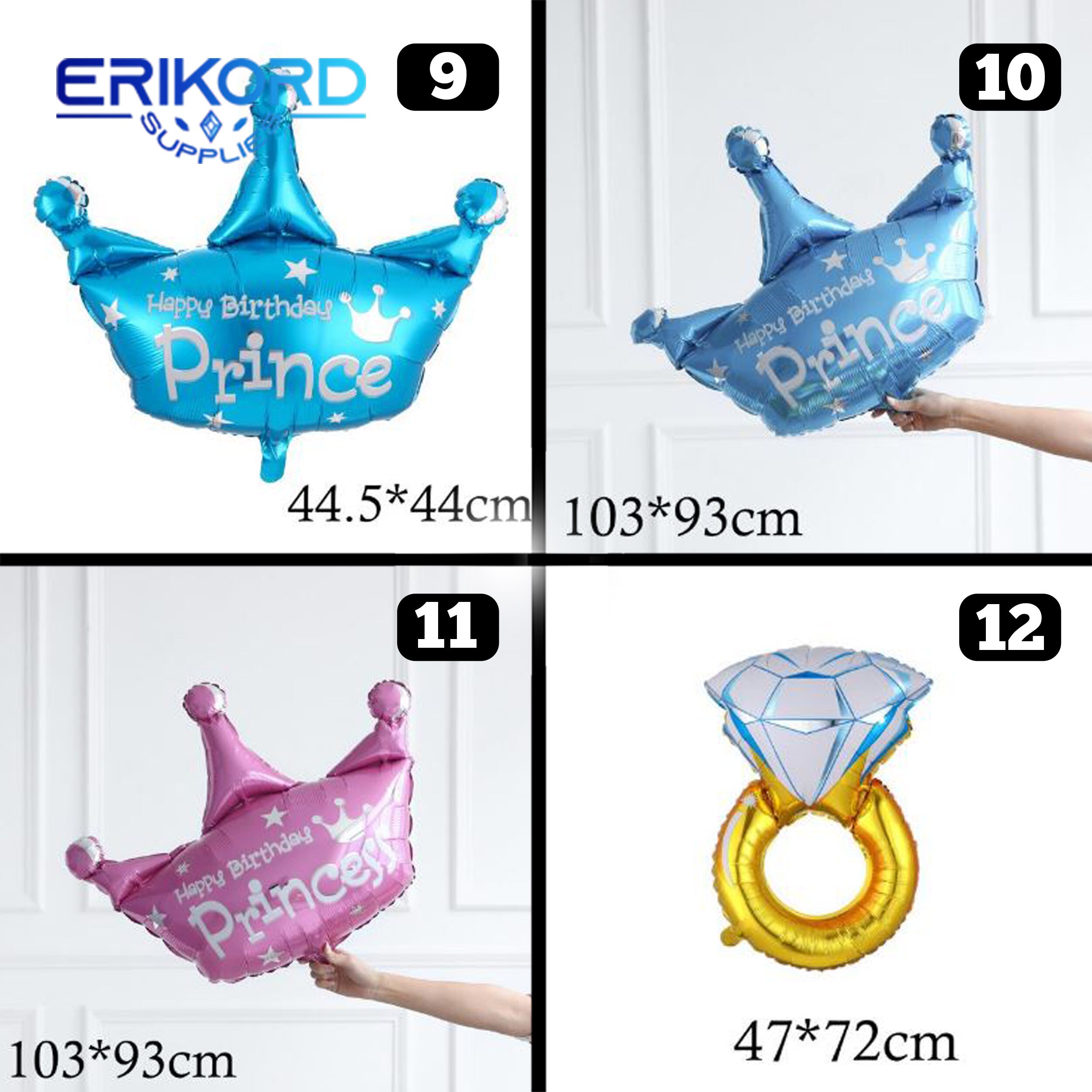 10 Pack Gold Crown Balloons - 15 Inch Foil Crown Shapes For Birthday Party Decorations