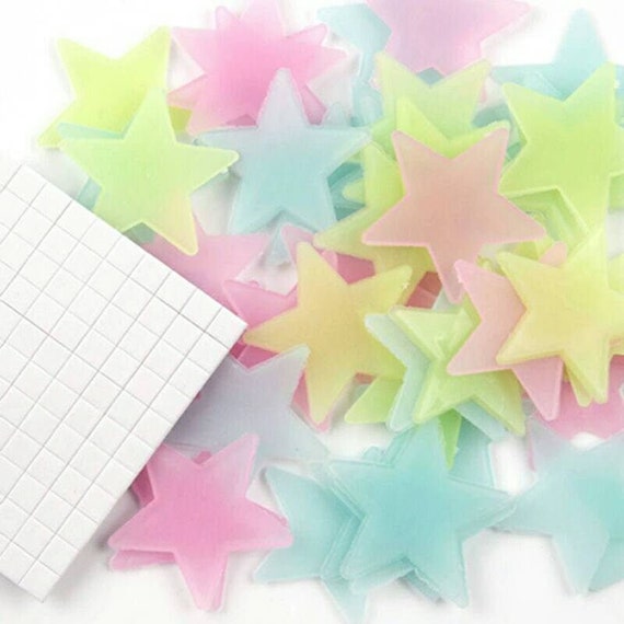 100PCS Multicolor Glowing in the Dark Luminous Star Wall Stickers Wall Decals for Nursery Room Kids Room Decorations Pink 