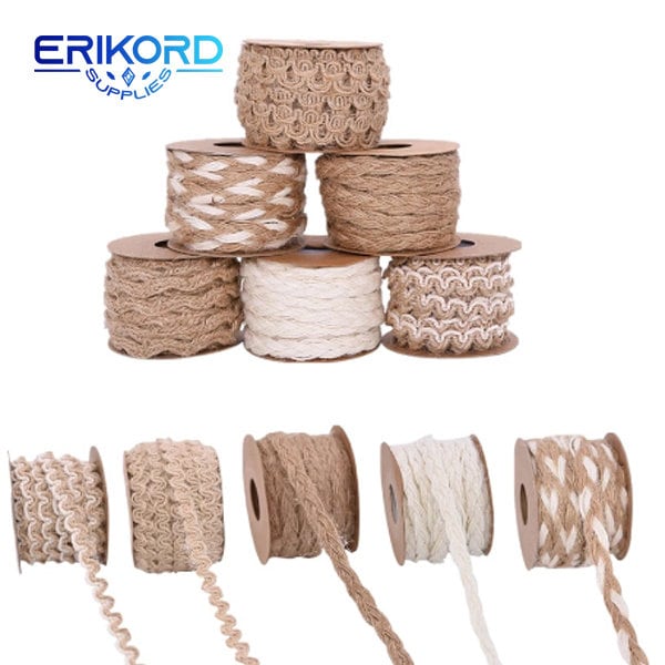 5-10m Natural Vintage Hand Weaving Burlap Jute Cord Hemp Rope Gift Packing String Knitting Twine DIY Home Party Wedding Gift Decor Supplies