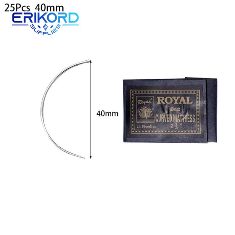 25pcs C Type Curved Mattress Needles Hand Sewing Home Household Repair Sewing Needles Perfect to Attach Welt Cording Curved Sewing Needle 25Pcs 40mm