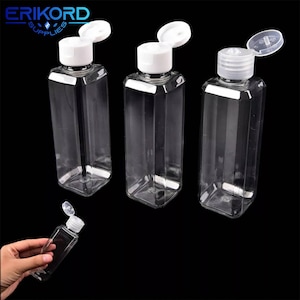 2 pacotes! Transparente 100ml garrafa recarregável flip top tampa frasco de cosméticos recipiente de embalagem transparente garrafas recarregáveis de armazenamento pintura artesanato diy