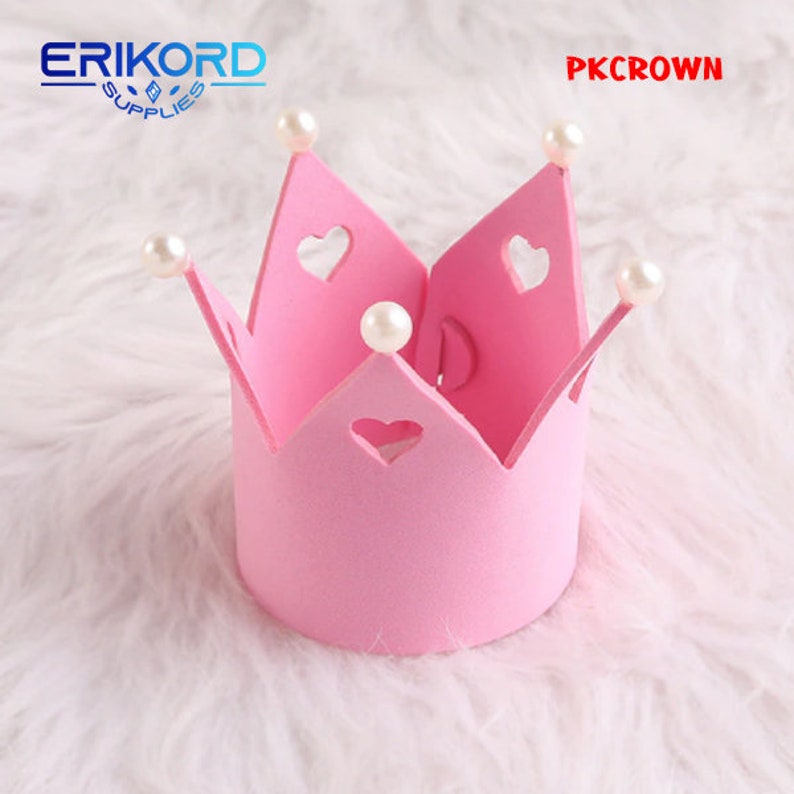 EVA Pearl Crown Cake Topper Fondant Pink Love Crown Happy Birthday Cake Decoration Baby Shower Cake Decorating Supplies Crown Rainbow Theme PKCrown