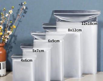 12 tailles 100/200 pièces sacs transparents zippés sacs en poly refermables transparents pochettes en cellophane en plastique refermables