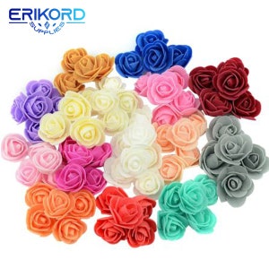 50pcs 3cm Mini Artificial Pe Foam Rose Flower Heads For Wedding Home Decoration Handmade Fake Flowers Ball Craft Party Supplies