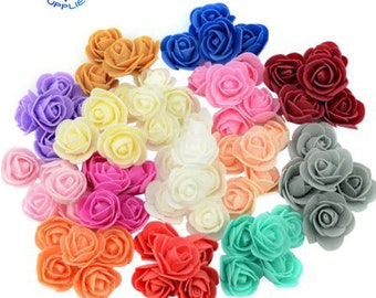 50pcs 3cm Mini Artificial Pe Foam Rose Flower Heads For Wedding Home Decoration Handmade Fake Flowers Ball Craft Party Supplies