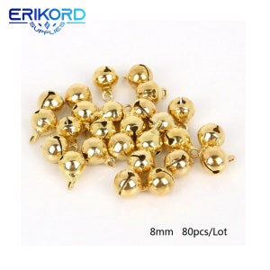 20/25/40/80/100Pcs 6mm/8mm/10mm/12mm/14mm Gold Copper Loose Beads Small Jingle Bells Merry Xmas Christmas Tree Decoration Ornament Home 画像 3