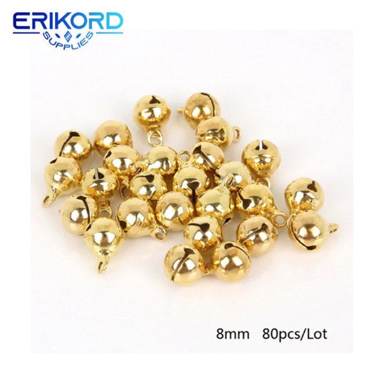 20/25/40/80/100Pcs 6mm/8mm/10mm/12mm/14mm Gold Copper Loose Beads Small Jingle Bells Merry Xmas Christmas Tree Decoration Ornament Home image 3