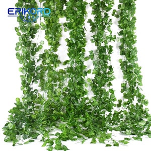 2.1m 3pcs Artificial Green Ivy Leaf Plants Vine Hanging Garland Fake Foliage Flower for Home Kitchen Garden Wedding Wall Decorations