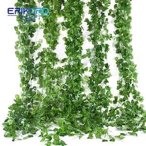 Artificial Hanging Plants 3ft Hanging Vines with Fake Leaves, Green White  Ivy