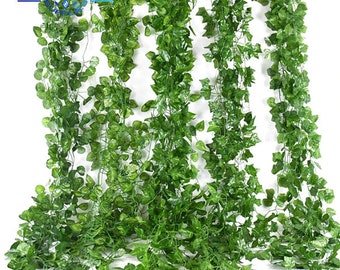 2.1m 3pcs Artificial Green Ivy Leaf Plants Vine Hanging Garland Fake Foliage Flower for Home Kitchen Garden Wedding Wall Decorations