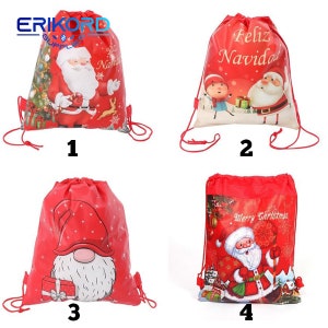 34x27 cm Babbo Natale Borse con coulisse Bomboniere per bambini Custodia da viaggio Borsa portaoggetti Tessuti non tessuti Zaino con coulisse Forniture di buon Natale