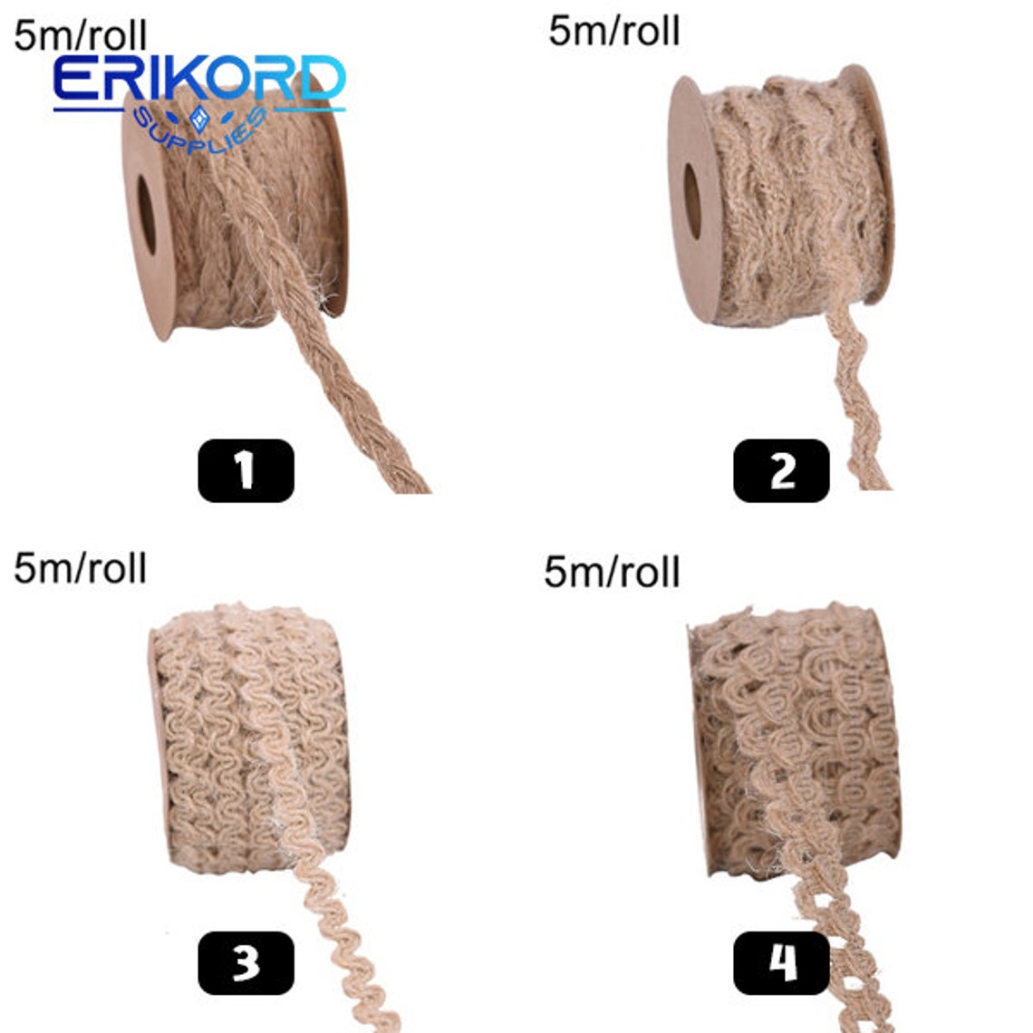 5-10m Natural Vintage Hand Weaving Burlap Jute Cord Hemp Rope Gift ...