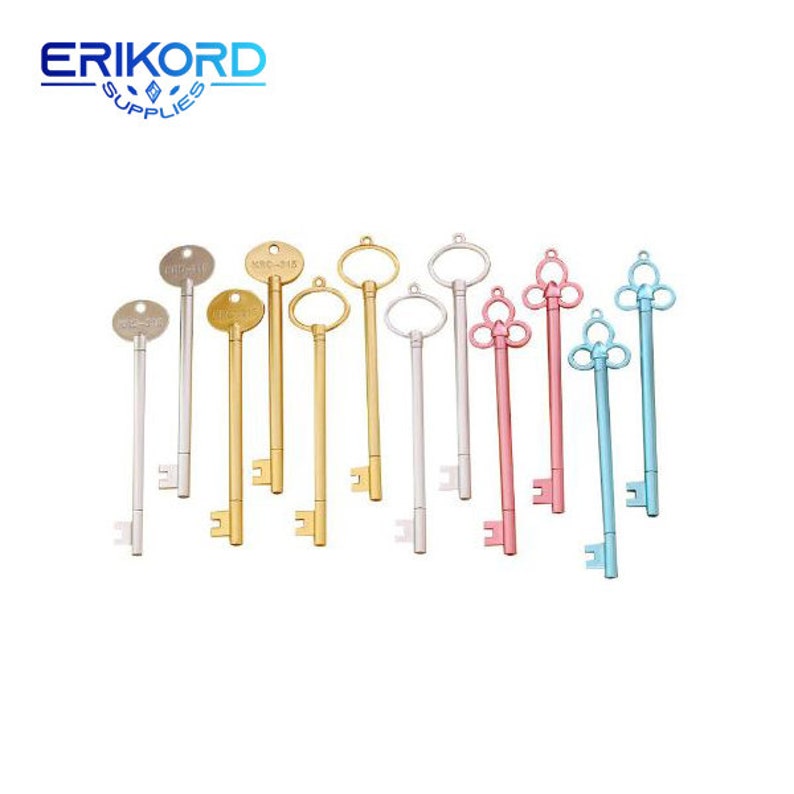 4 Pieces Gel Pen Set 15 Cm Length Key Pattern Plastic Stylish Pen Writing Drawing School Supplies Office Stationary Best Gift for Kids