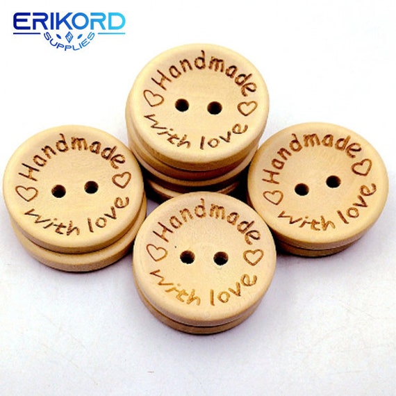 15mm/20mm/25mm Natural Color Wooden Buttons Handmade Letter Love  Scrapbooking for Wedding Decor Sewing Accessories