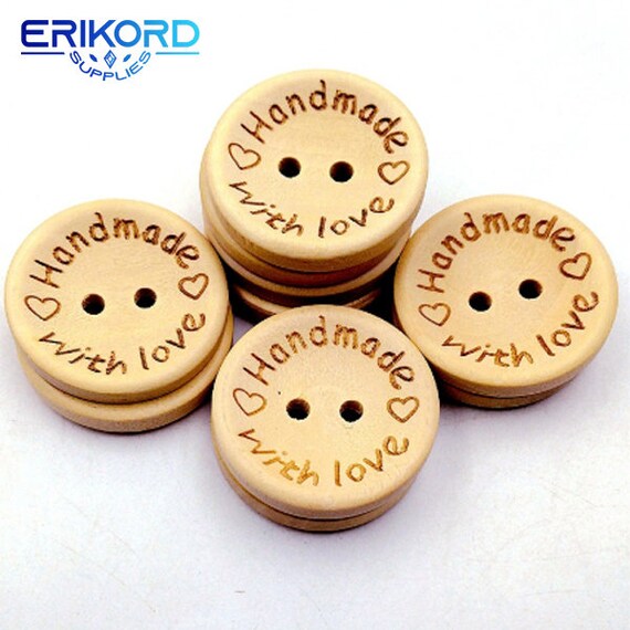 15mm/20mm/25mm Natural Color Wooden Buttons Handmade Letter Love  Scrapbooking for Wedding Decor Sewing Accessories