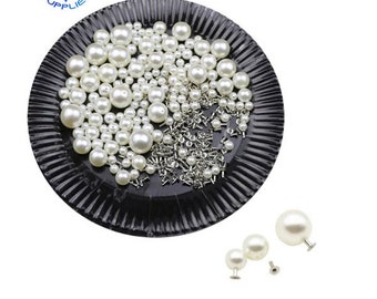 50/100/160 Sets Round Imitation Pearl Rivets Studs DIY Wedding Decor Rivet Pearls Set Garment Shoes Bag Accessories Beads Spikes