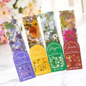 5 segnalibri a forma di fiore con quattro stagioni / Segnapagina in PVC traslucido / Segnalibri da viaggio vintage / Forniture di cancelleria estetiche