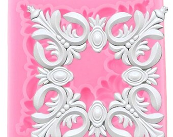 3D Square Relief Silicone Mold Frame Border Fondant Molds DIY Cake Decorating Tools Cupcake Candy Clay Chocolate Gumpaste Moulds Cake Tools