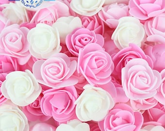 50/100/200 pièces 3,5 cm mousse Pe tête de rose fleur artificielle pour la fête d'anniversaire de mariage décoration de la maison bricolage ours Rose Saint valentin cadeaux