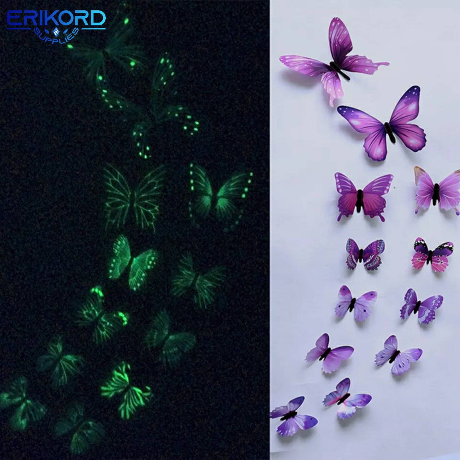 Glowing Butterfly Glow in the Dark 12pcs Butterfly Stickers Etsy