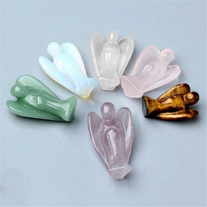 Geen verzendkosten! Natuurlijke gesneden edelsteen vrede Pocket Guardian Angel beeldjes Reiki Chakra Healing Crystal standbeeld 1,5 inch met geschenkdoos