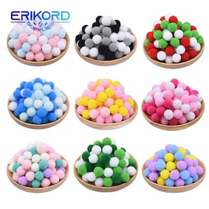 100pcs 15/20/25mm Fluffy Soft Pompom Ball DIY Handmade Kid Toy Doll Garment Sewing Material Color Pom Poms Decor Supplies Jewelry Crafts