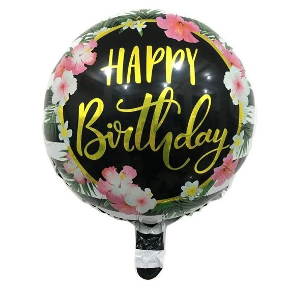 18in Happy Birthday Flowers Balloon 18in Happy Birthday Flowers Balloon
