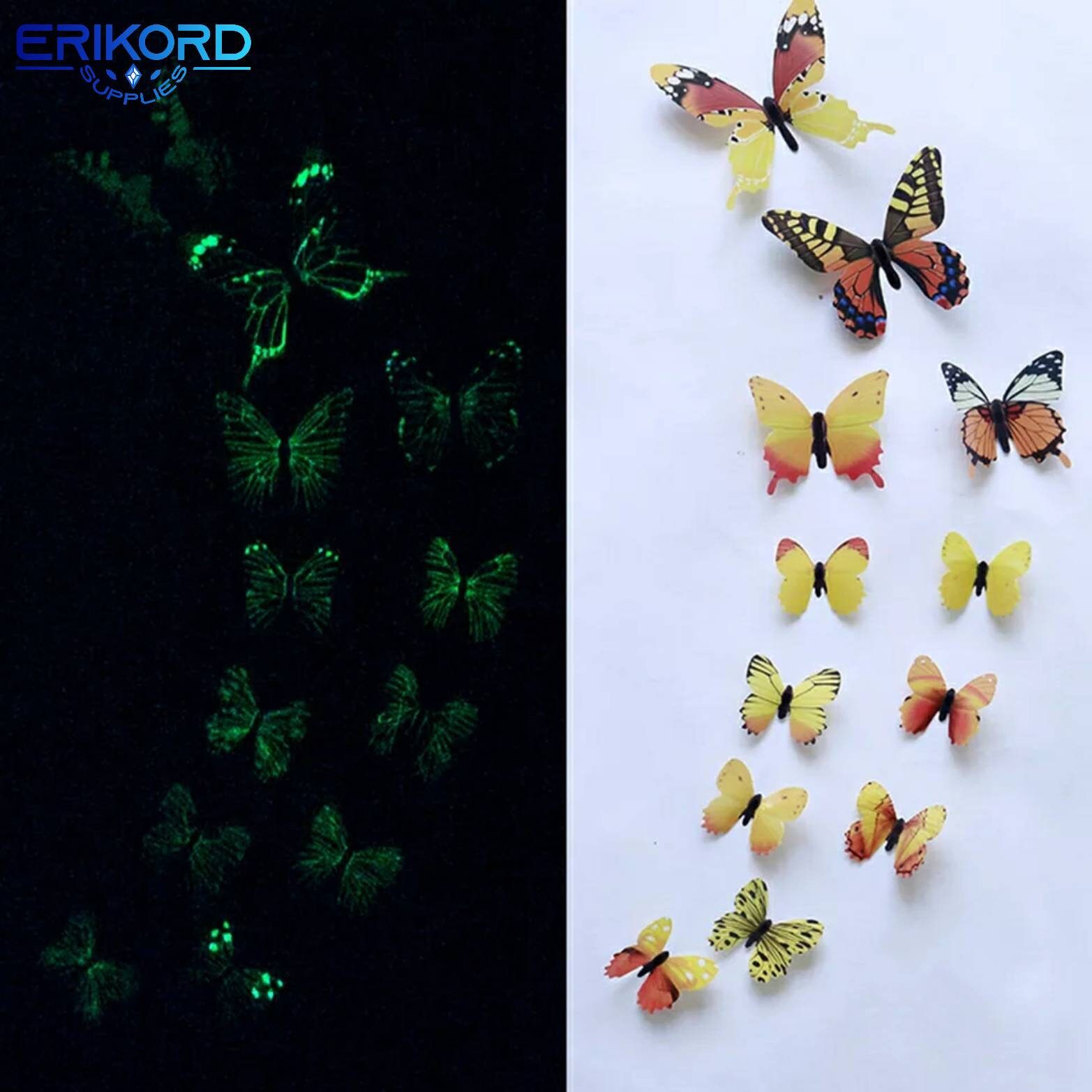 Glowing Butterfly Glow in the Dark 12pcs Butterfly Stickers Etsy Ireland