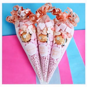 50 pezzi di lusso trasparente vuoto cellophane dolce cono sacchetti di plastica per caramelle per Natale festa di compleanno bambini festa dei bambini