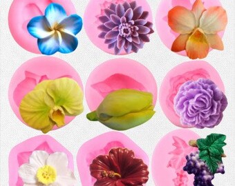 Orchid Flower Rose Silicone Mold Perfect for Chocolate Candy Polymer Clay Plumeria Peony Tulip Cupcake Toppers Fondant Cake Decorating Tools