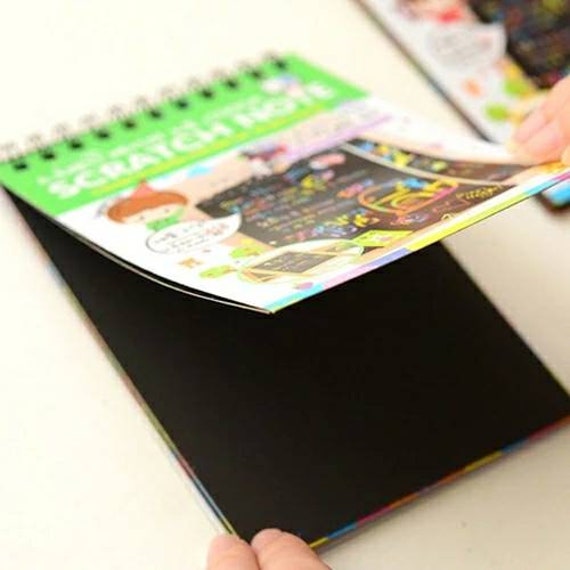 12 Sheets Rainbow Scratch Note Sketchbook Paper Painting Toys