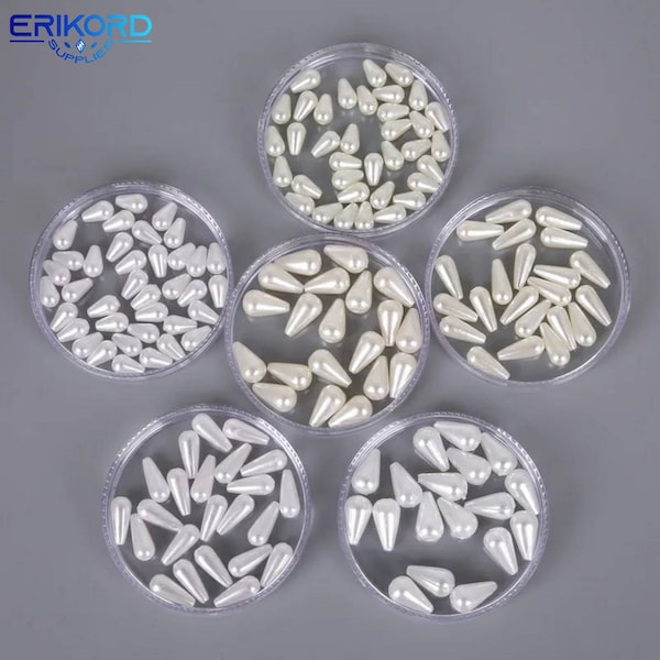 Tear Drop Beads 6x10mm 6x14mm 8x14mm Tear Drop Round White Ivory Pearl Imitation ABS Beads For Jewelry Findings Making Jewelry Beading Charm