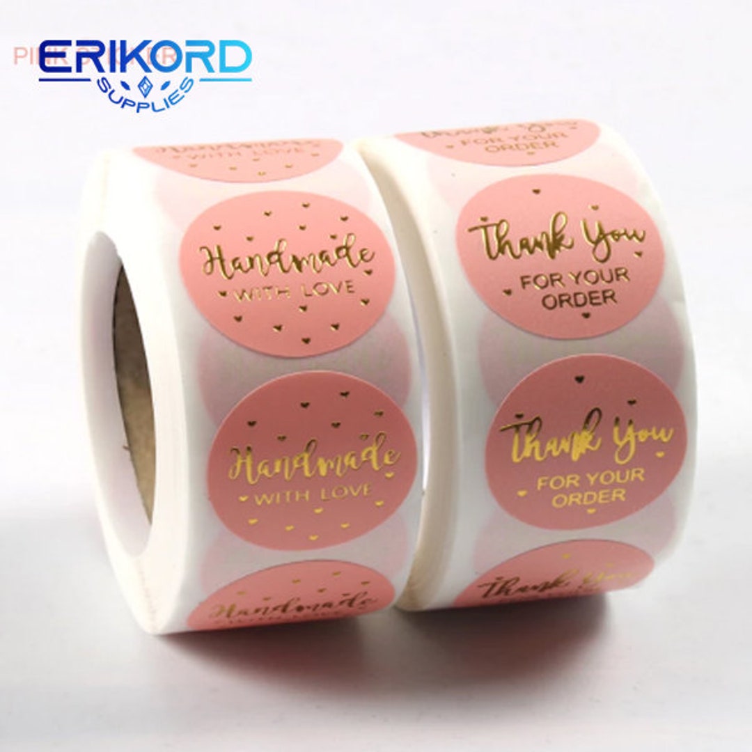 500 Pcs Roll Pink Gold Stickers Thank You Sticker Seal Thank You for ...