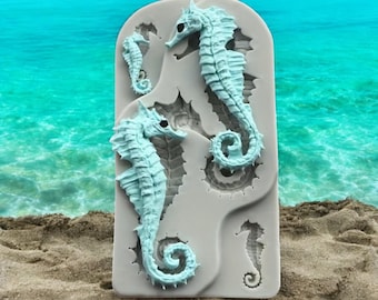 Stampo in silicone a forma di cavalluccio marino / Stampo 3D a forma di animale marino per resina, argilla, fondente, cioccolato, sapone, candele, gioielli e artigianato fai da te