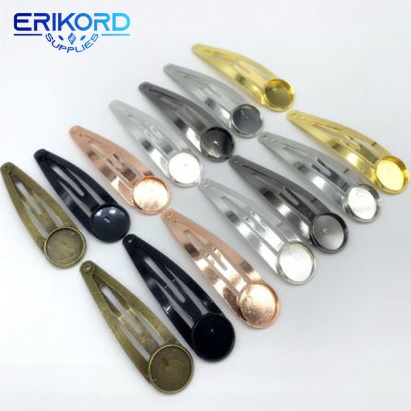 5 Pcs/Lot 12mm 8 Colors High Quality Plated Copper Material Hair Clips Hairpin Base Setting Cabochon Cameo Base Jewelry Making
