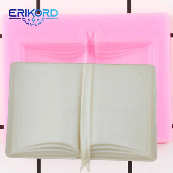 3D Book Silicone Molds Baby Birthday Cupcake Fondant Cake Decorating Tools Resin Clay Soap Mold Candy Chocolate Gumpaste Book Shape Moulds
