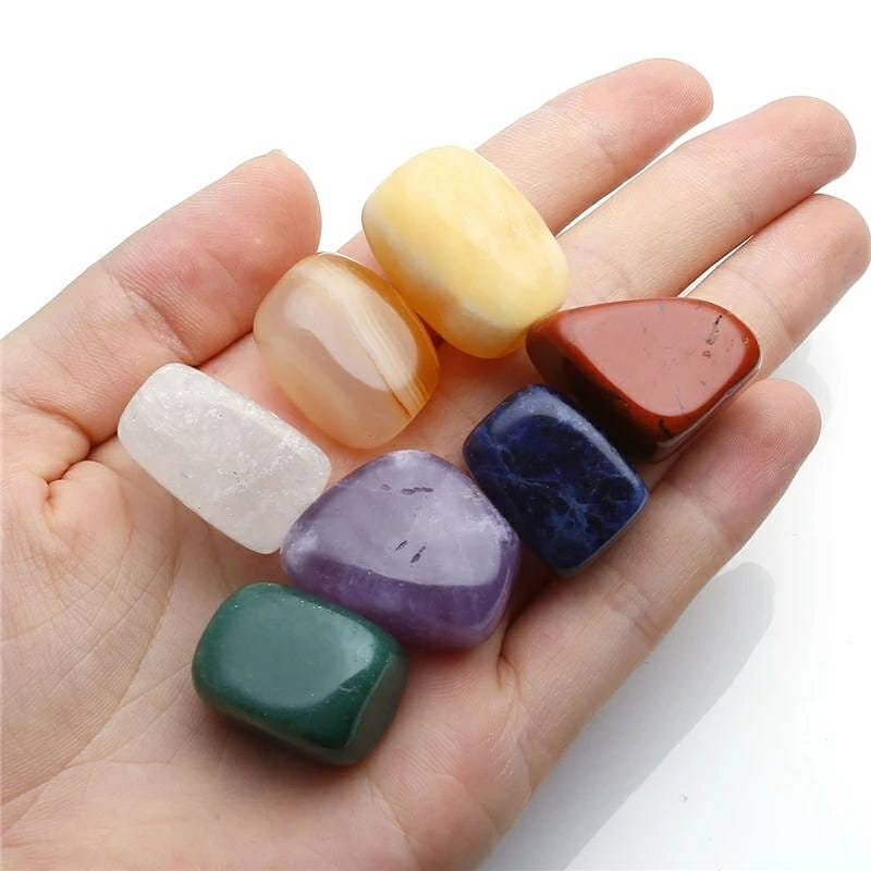 Free Shipping! Set of 7 Chakras Crystal Healing Tumbled Natural Stones ...