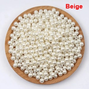 3/4/5/6/8/10/12-30mm with Hole Garment Pearls Acrylic Imitation Pearl Beads for DIY Sewing Clothing Decoration Handmade Crafts Accessories Beige