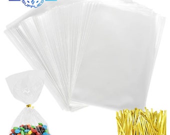 100pcs Transparent Plastic Bags Candy Lollipop Cookie Packaging Clear Opp Cellophane Bag Christmas Gift Wedding Birthday Party Christening