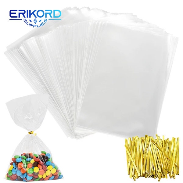 100pcs Transparent Plastic Bags Candy Lollipop Cookie Packaging Clear Opp Cellophane Bag Christmas Gift Wedding Birthday Party Christening