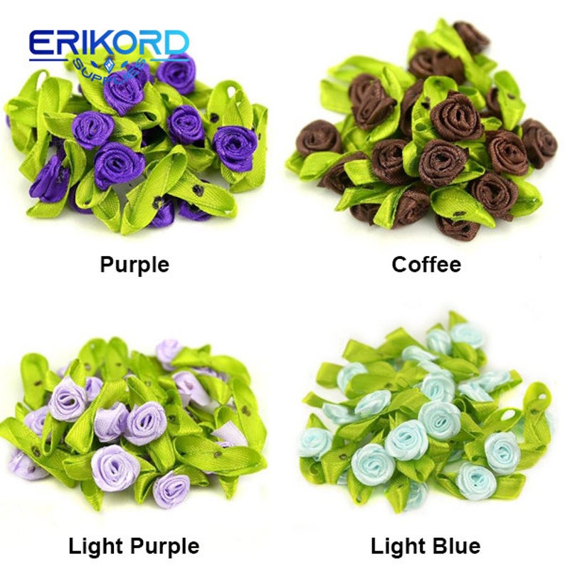 100 Pcs Artificial Mini Silk Rosettes Fabric Flowers Heads Making Handmade Satin Ribbon Roses DIY Craft for Wedding Decoration image 3