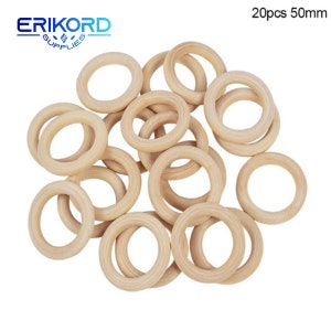 Bagues en bois massif non finies 20/30/40/50/60/70/80 mm Bague en bois naturel pour macramé Artisanat bricolage cerceaux en bois Ornements Connecteurs Fabrication de bijoux 20pcs 50mm