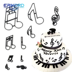 10 stampini per biscotti con note musicali, in plastica, per fondente, per stampi per pasta di zucchero, strumenti per decorare torte, cupcake, accessori da forno