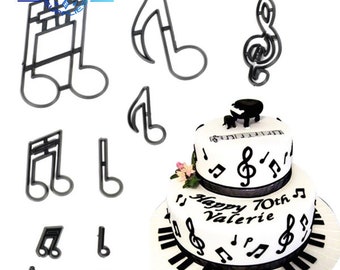 10 Stück Musik Noten Ausstecher Kunststoff Sugarcraft Fondant Ausstecher für Zucker Masse Formen Kuchen Dekorieren Werkzeuge Cupcake Backformen Zubehör