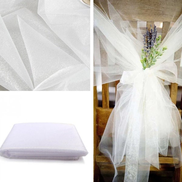 48cm * 5 mètres Sheer Crystal Organza Tulle Rouleau Tissu pour Draper Mariage Cérémonie Anniversaire Fête Home Decor Nouvel An Décoration