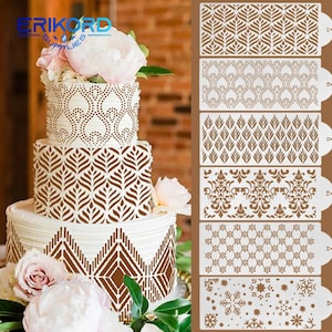 3D Fondant Cake Mesh Stamps Stencils Embossing for Decorating Tool Plastic Spray Mold Wedding Cookies Chocolate Drawing Painting Cake Tools